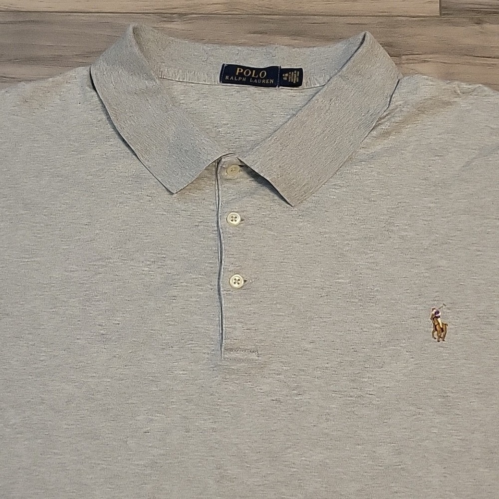 Polo Ralph Lauren‎ Shirt Mens 4XB Gray Pullover Polo Flesh Pony Big&Tall